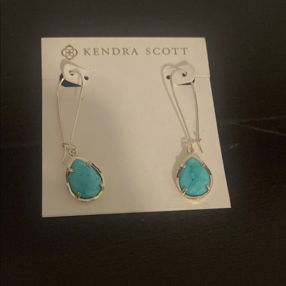 Kendra Scott Gold and Blue Geometric Earrings